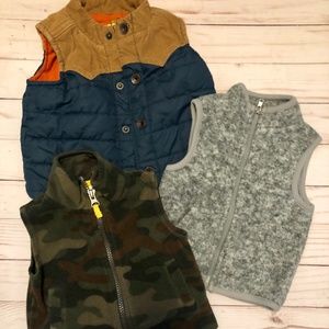 6-9 Month Boys Vests Blue, Grey, Camo